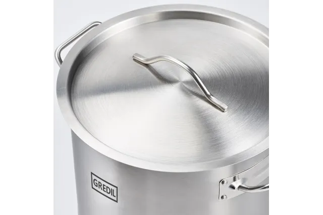 Garnek wysoki z pokrywką, stalowy, Ø 360 mm, V 36.6 l Gredil 011365