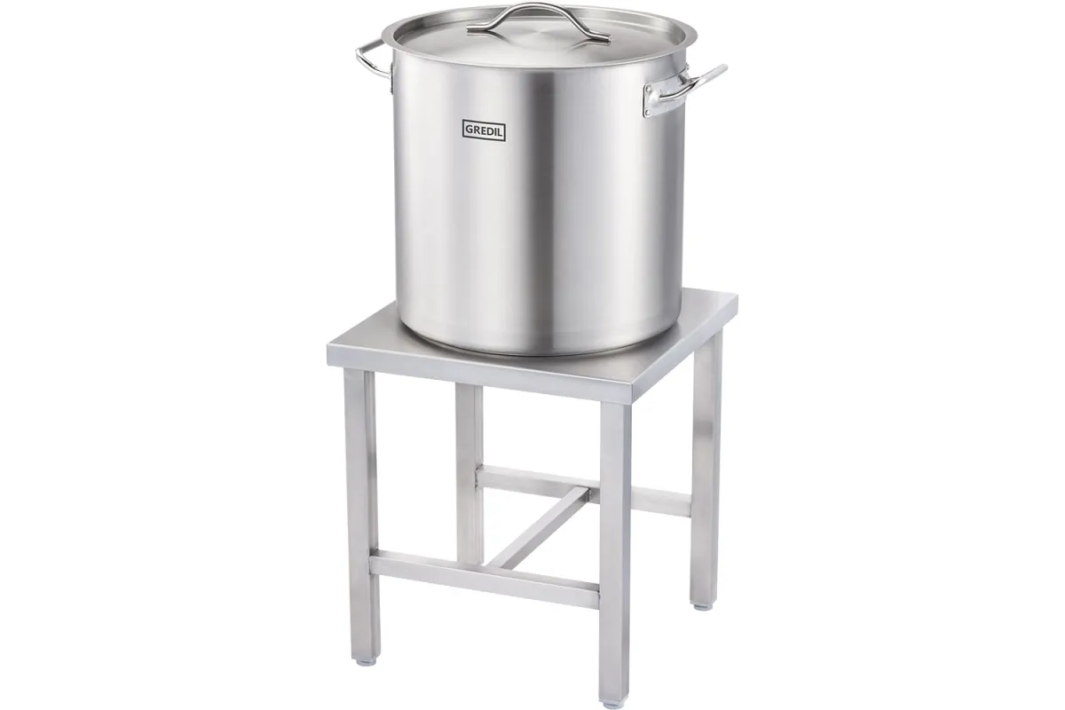 Garnek wysoki z pokrywką, stalowy, Ø 450 mm, V 71.6 l Gredil 011455