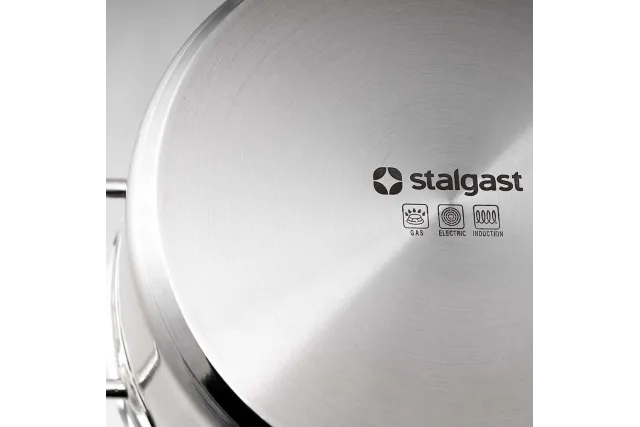 Garnek niski z pokrywką, stalowy, Ø 200 mm, V 3.3 l Stalgast 013202