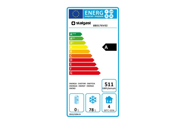 Szafa mroźnicza ze stali nierdzewnej, wnętrze z ABS, V 129 l Stalgast 880176