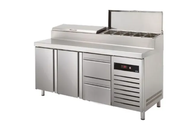 STÓŁ CHŁODNICZY DO PIZZY 2-DRZWIOWY Z SZUFLADAMI 2 X 1/2 GN 700MM ESSENZIAL LINE ASBER ETPZ-180-22 HC 90NS