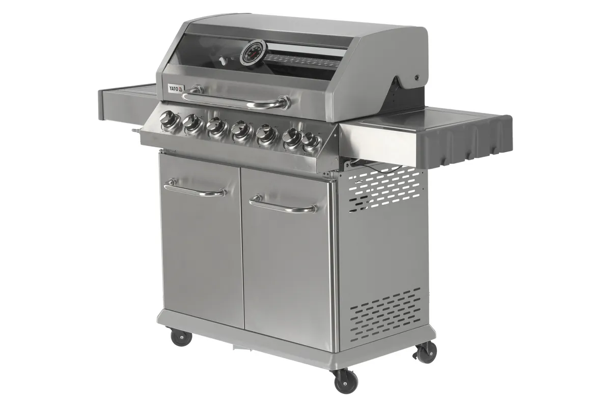 Grill gazowy 6+1 stal nierdzewna 20,5kw, z szybą Yato YG-20016
