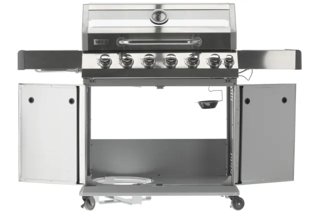 Grill gazowy 6+1 stal nierdzewna 20,5kw, z szybą Yato YG-20016