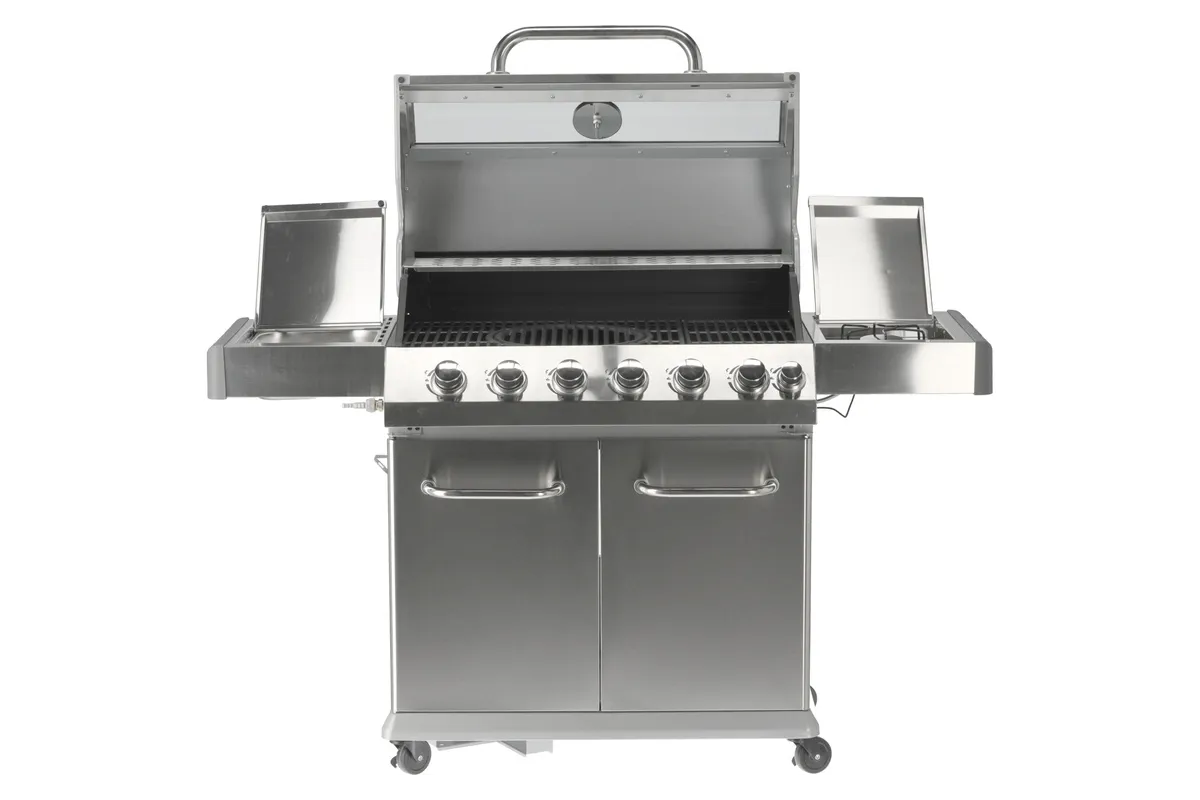 Grill gazowy 6+1 stal nierdzewna 20,5kw, z szybą Yato YG-20016