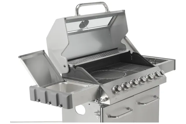 Grill gazowy 6+1 stal nierdzewna 20,5kw, z szybą Yato YG-20016