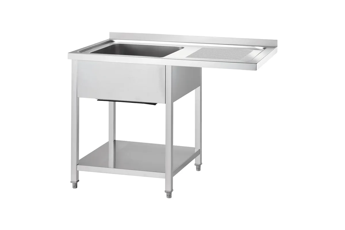 Stół ze zlewem 1-kom.(L) i miejscem na lodówkę lub zmywarkę 1200x700x900 mm skręcany Gredil 672547