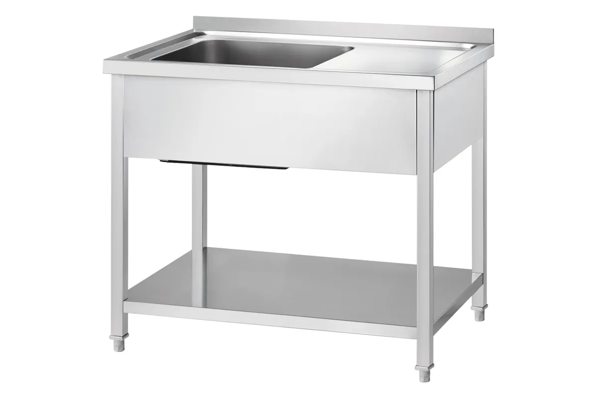 Stół ze zlewem 1-kom.(L),z półką 1200x700x850 mm skręcany Gredil 674127