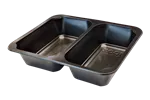 Pojemniki cateringowe zgrzewane czarne dwudzielne, obiadowe na wynos ECO 227x178x50 mm 400szt. G118333