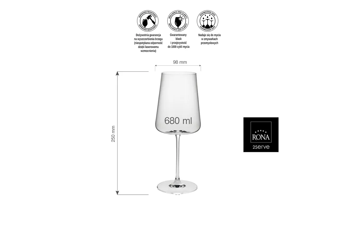 Kieliszek do wina bordeaux Mode, 680ml RONA 70480000