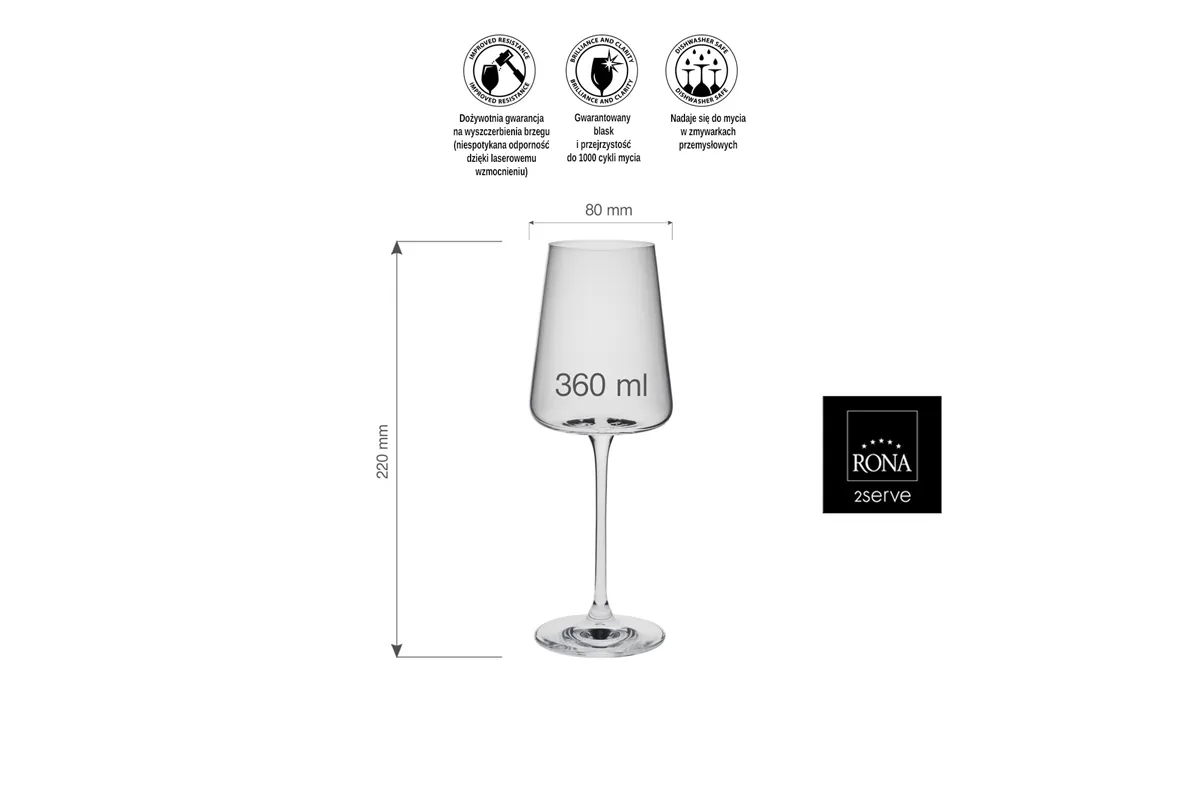 Kieliszek do wina Mode, 360 ml RONA 70480200