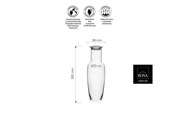 Karafka Polis, 870ml - zestaw z dwoma zatyczkami RONA 57287300