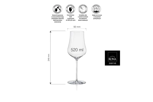 Kieliszek do wody gazowanej oraz różowych i białych win Linea Umana, 520ml RONA 72873300