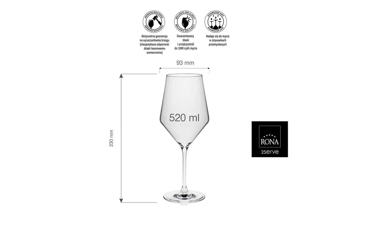 Kieliszek do wina Edge, 520ml RONA 68290100