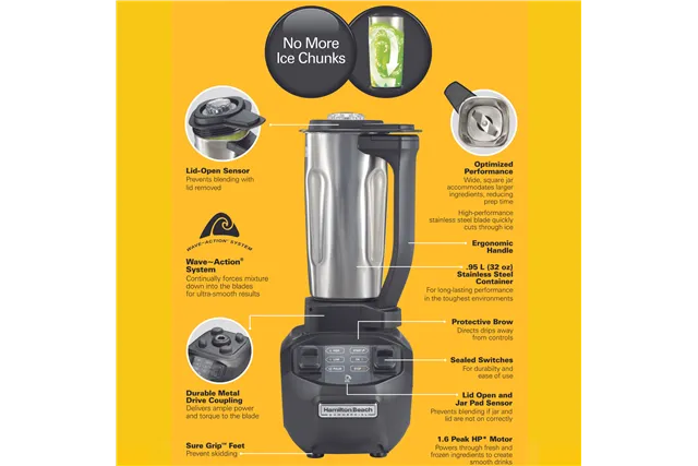 Blender barmański HBB255S-CE Rio® z dzbankiem ze stali nierdzewnej 1.4l, Hamilton Beach Commercial Hamilton Beach Commercial HBB