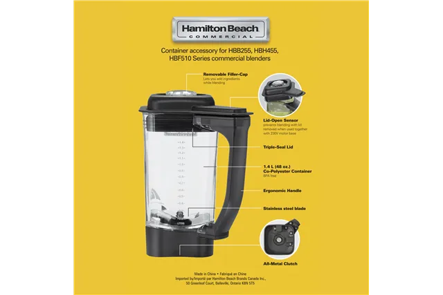 Dzbanek z copoliestru do blendera HBB255/HBH455/HBF510-CE 1,4l, Hamilton Beach Commercial Hamilton Beach Commercial 6126-455-CE