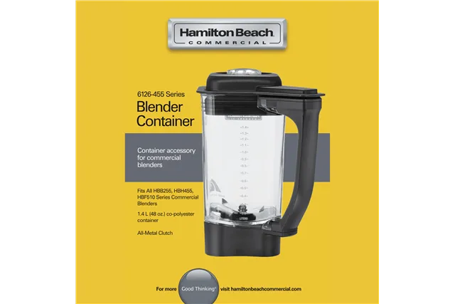 Dzbanek z copoliestru do blendera HBB255/HBH455/HBF510-CE 1,4l, Hamilton Beach Commercial Hamilton Beach Commercial 6126-455-CE