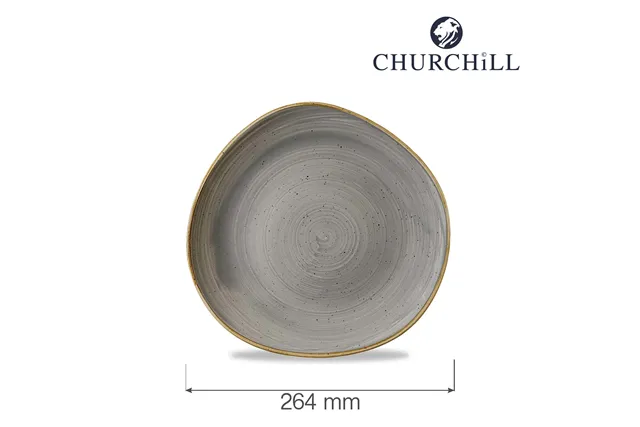Talerz płytki o organicznym ksztalcie Stonecast Peppercorn Grey 264 mm Churchill SPGSOG101