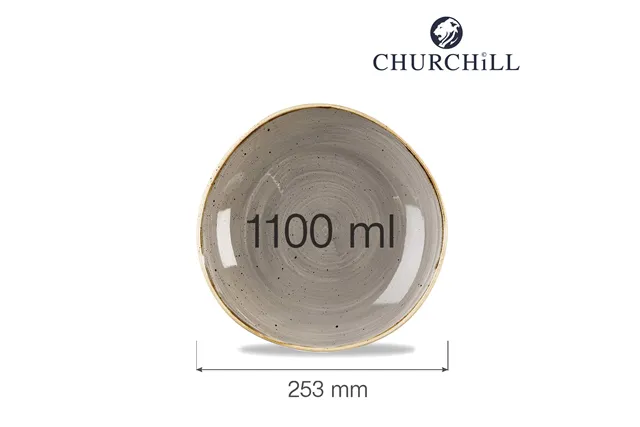 Miska o organicznym ksztalcie Stonecast Peppercorn Grey 340ml Churchill SPGSOGB11