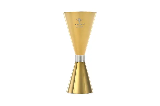Jigger - Miarka barmańska Slim Style, 2 oz., 30/60 ml, złota ze stalową obwódką, Barfly BarFly M37090GD