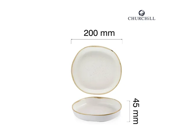 Talerz organiczny z wysokim rantem Stonecast Barley White, 200mm Churchill SWHSWOB11