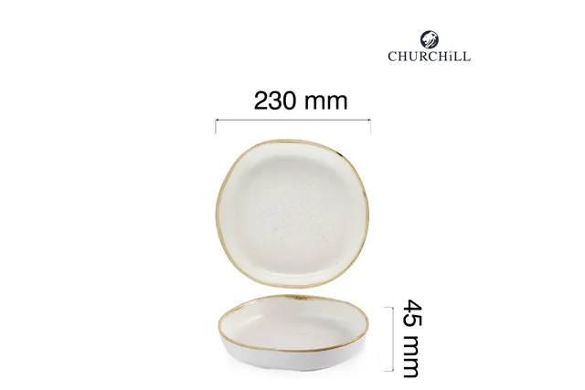 Talerz organiczny z wysokim rantem Stonecast Barley White, 230mm Churchill SWHSWOB21