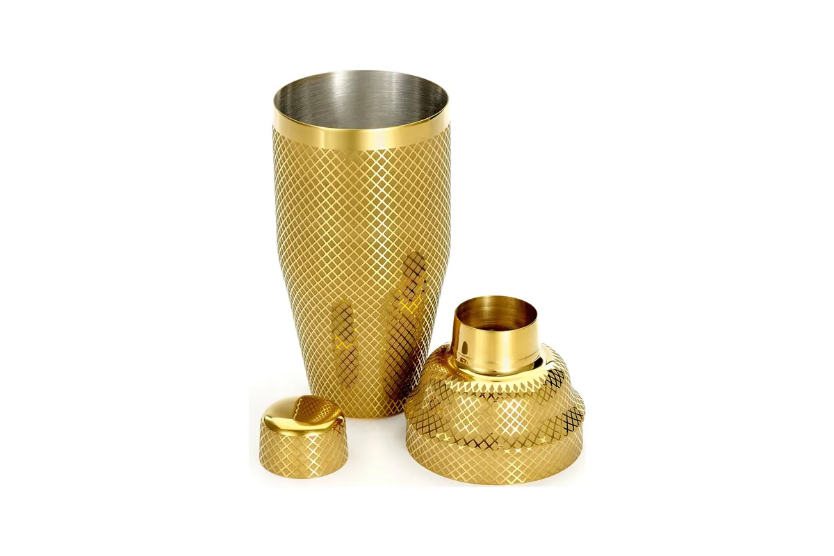 Shaker barmański 3-częściowy w stylu japońskim Diamond Lettice, złoty, BarFly 700ml BarFly M37205GD