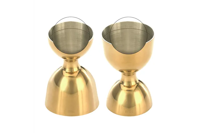 Miarka barmańska Bell z prostą krawędzią, złota, BarFly, 25/50ml BarFly M37098GD