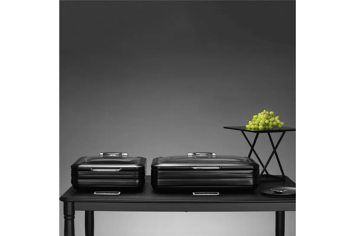 Podgrzewacz indukcyjny ze szklaną pokrywą De Luxe Black, GN 2/3 Fine Dine 473580