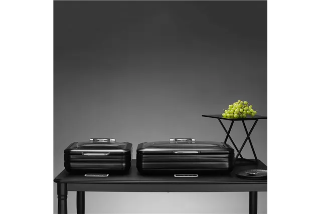 Podgrzewacz indukcyjny ze szklaną pokrywą De Luxe Black, GN 2/3 Fine Dine 473580