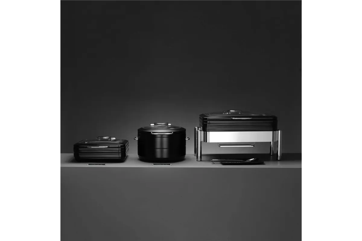Podgrzewacz indukcyjny okrągły ze szklaną pokrywą De Luxe Black, 11l Fine Dine 473597