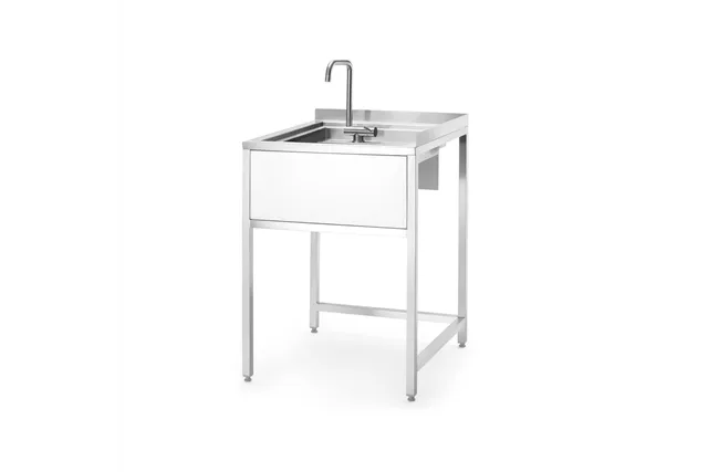 Narożny stół Oxygen Hybrid z ukrytą komorą zlewową i myjką do płukania dzbanków, 650x650x(h)900mm Barmatic 817483