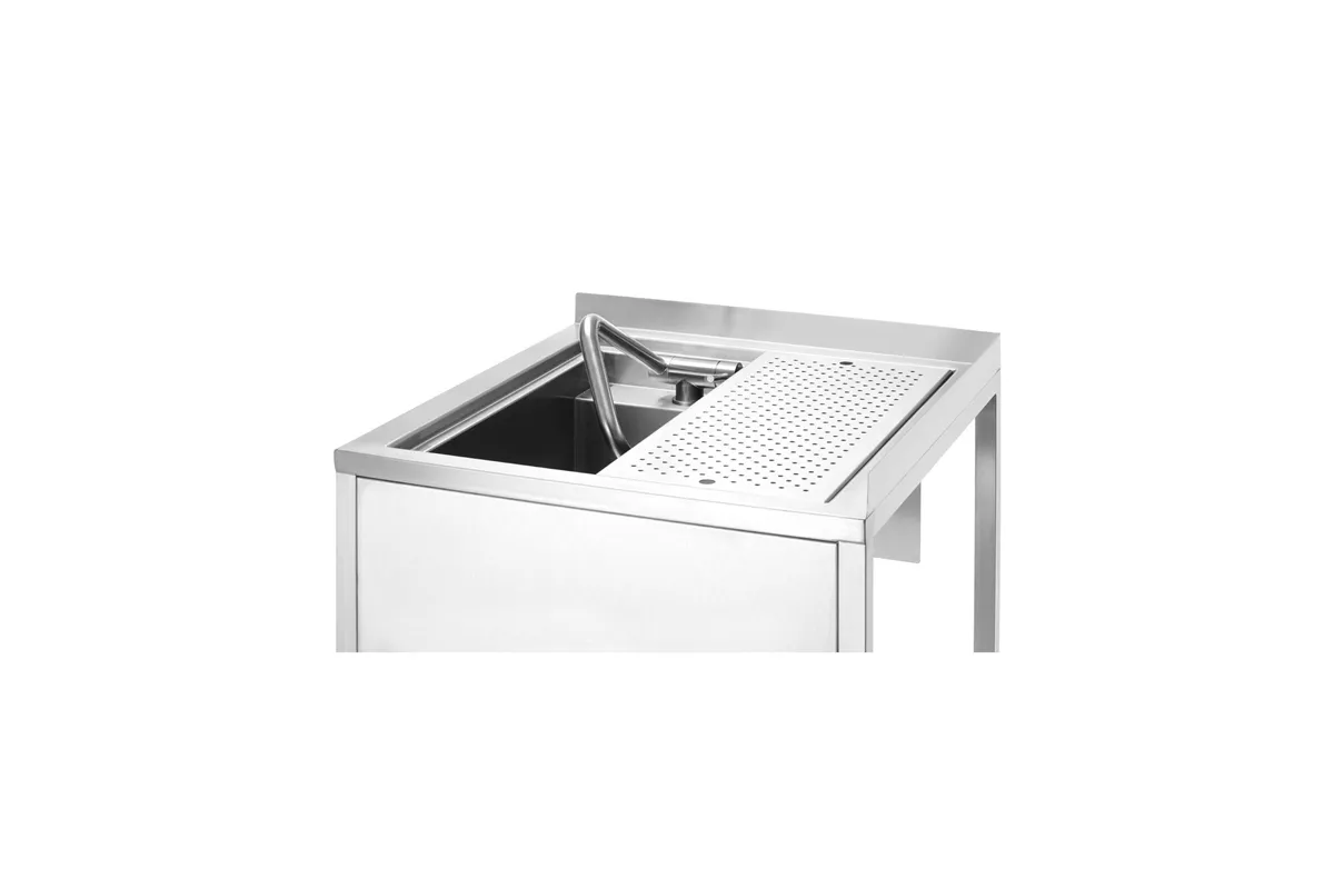 Narożny stół Oxygen Hybrid z ukrytą komorą zlewową i myjką do płukania dzbanków, 650x650x(h)900mm Barmatic 817483