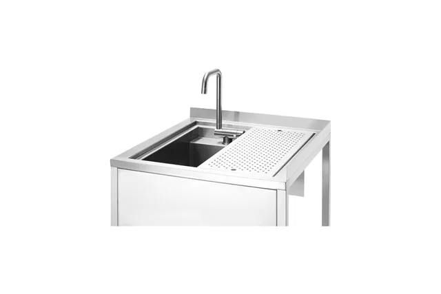 Narożny stół Oxygen Hybrid z ukrytą komorą zlewową i myjką do płukania dzbanków, 650x650x(h)900mm Barmatic 817483