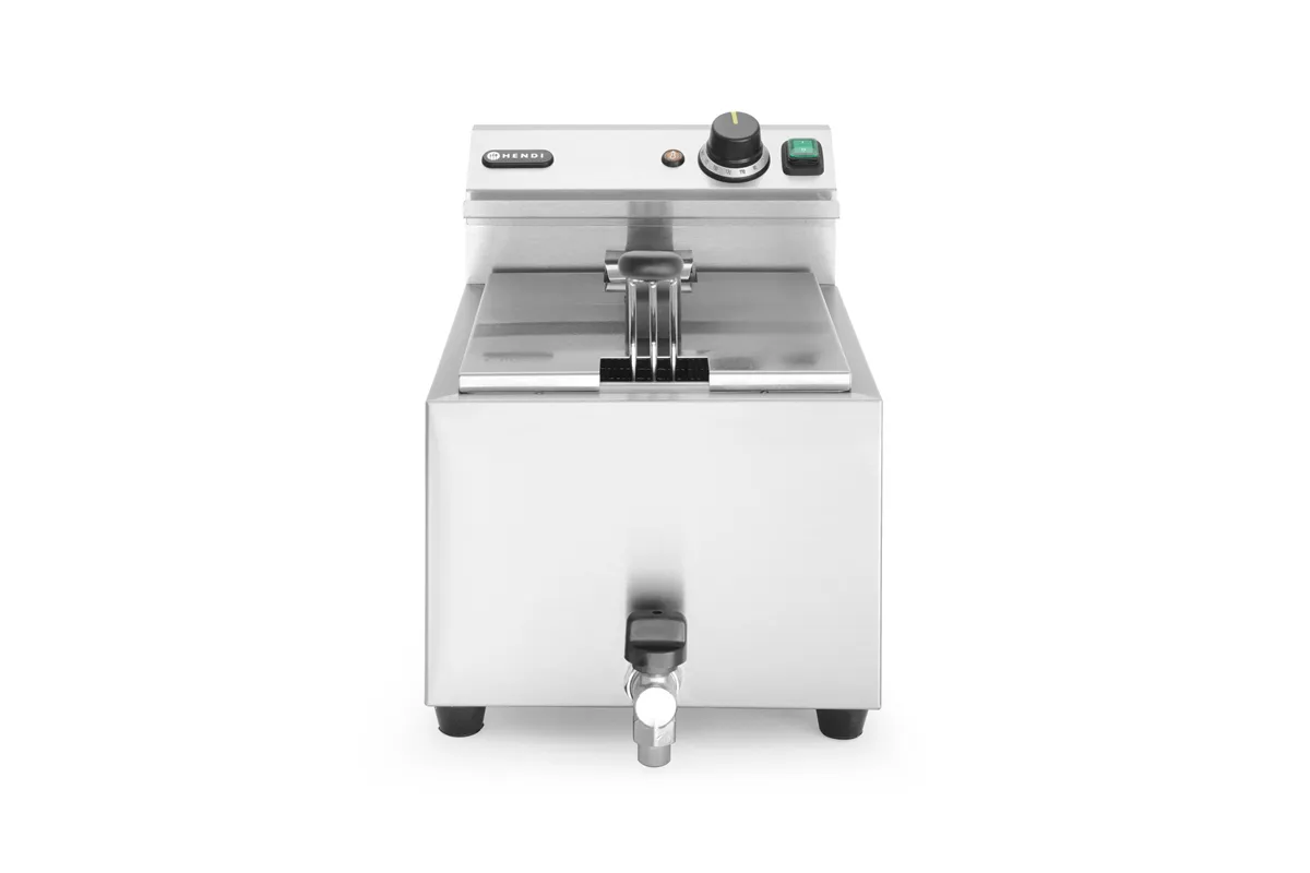 Frytownica manualna z kranem spustowym, 8l, Profi Line, 8L, jasnoszary, 230V/3500W, 305x515x354mm Hendi 209202