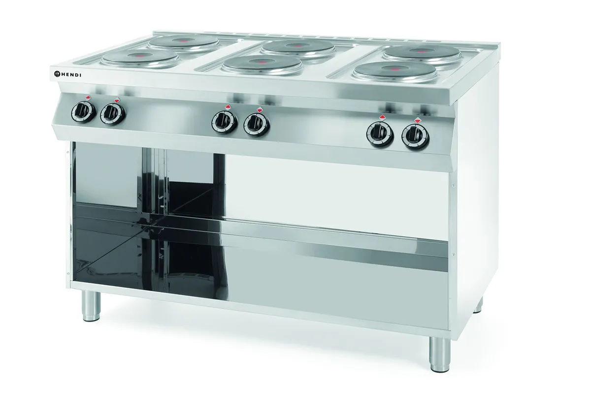 Kuchnia elektryczna 6-płytowa na podstawie otwartej, Kitchen Line, 400V/15600W, 1200x700x900mm Hendi 226230