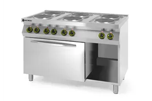 Kuchnia elektryczna 6-płytowa z piekarnikiem elektrycznym GN1/1 Kitchen Line 400V/18600W 1200x700x900mm Hendi 226247