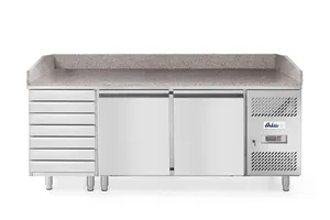 Stół chłodniczy do pizzy 2-drzwiowy z 7 szufladami i blatem granitowym, 250L, 230V/250W, 2020x802x1000mm Arktic 232842
