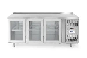 Stół chłodniczy 3-drzwiowy, przeszklony, z agregatem bocznym, 420L, 230V/400W, 1795x700x850mm Arktic 233436