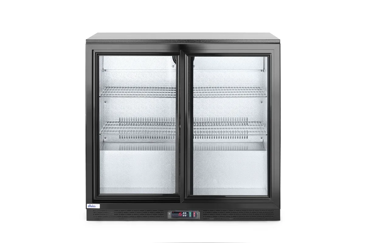 Lodówka barowa z podwójnymi drzwiami suwanymi, 158L, czarny, 220-240V/160W, 900x520x865mm Arktic 233917