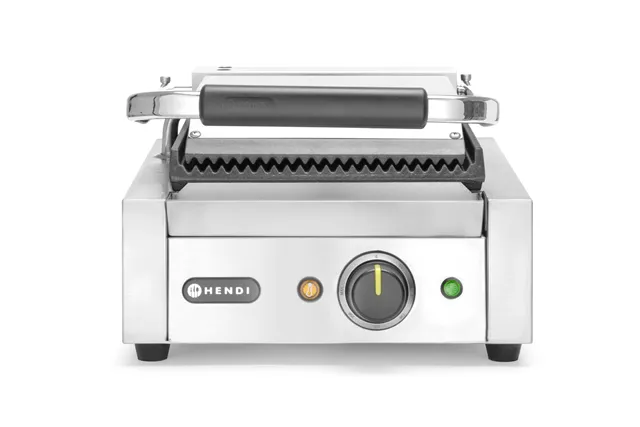 Grill kontaktowy pojedynczy, góra i dół ryflowane, 230V/1800W, 310x375x216mm Hendi 263501