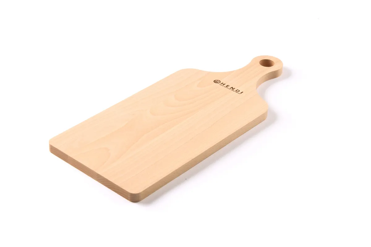 Deska do krojenia z uchwytem, jasne drewno, 390x160mm Hendi 505106