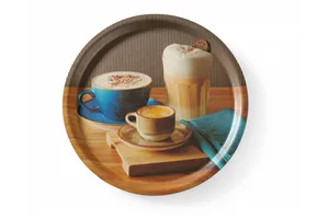 Taca do serwowania antypoślizgowa, z nadrukiem, tasty coffee, ⌀380x15mm Hendi 507971