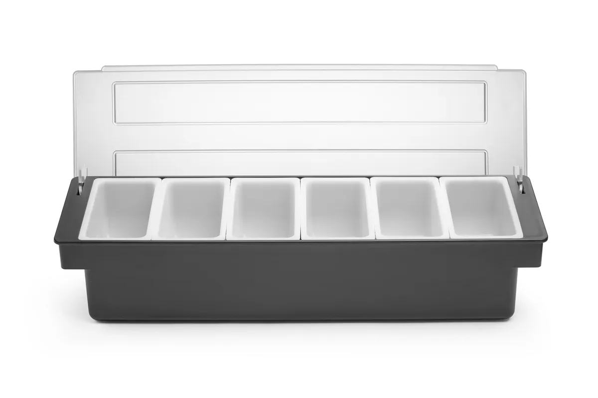 Pojemnik barmański na dodatki do drinków - 6 wkładów, 480x150x100mm BarUp 552032