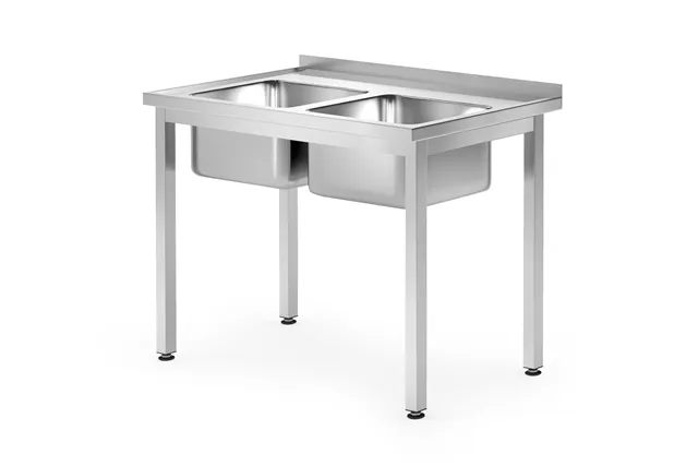 Stół ze zlewem 2-komorowym skręcan Profi Line komora pośrodku 1000x700x850mm Hendi 812952