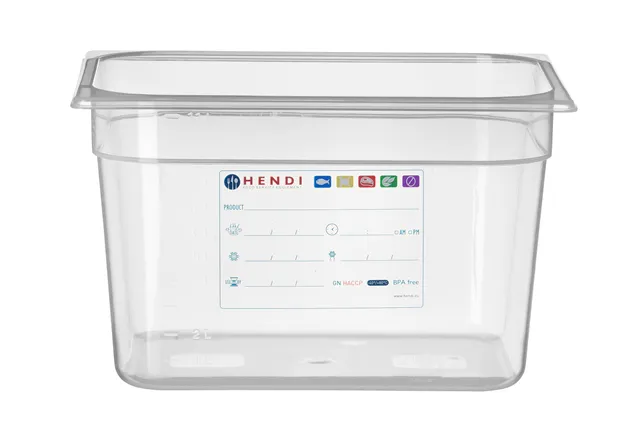 Pojemnik GN 1/2 HACCP, GN 1/2, 12,5L, transparentny, 325x265x200mm Hendi 880159