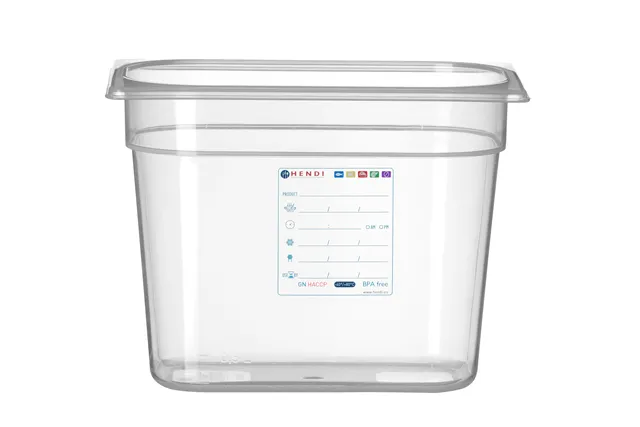 Pojemnik GN 1/4 HACCP, GN 1/4, 5,5L, transparentny, 265x162x200mm Hendi 880357