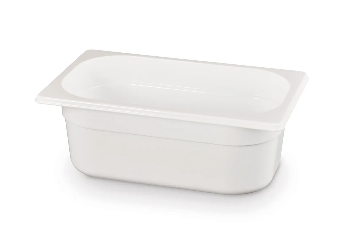 Pojemnik GN 1/4 z białego poliwęglanu, GN 1/4, 2,8L, biały, 265x162x100mm Hendi 862674