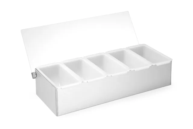 Pojemnik barmański na dodatki do drinków, 5 kontenerów, 375x140x90mm BarUp 552100