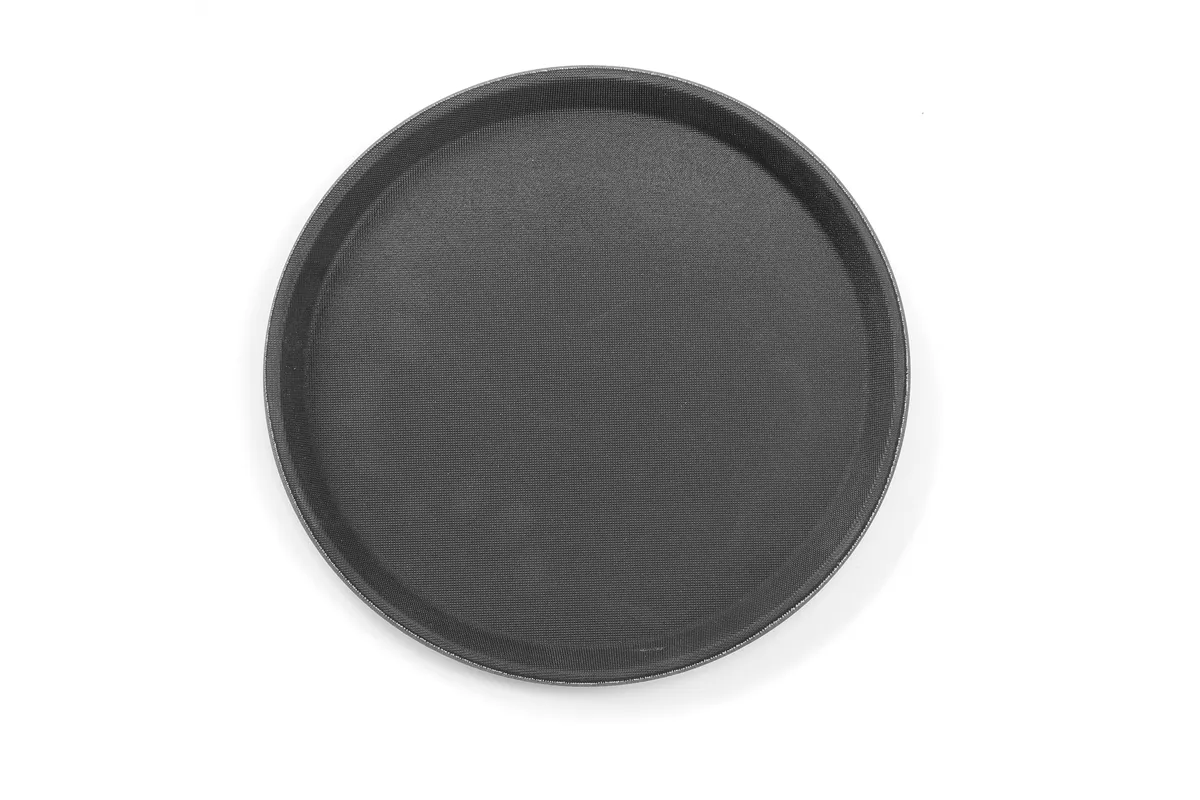 Taca do serwowania z polipropylenu, antypoślizgowa, okrągła, czarna, ⌀280x20mm Hendi 878125