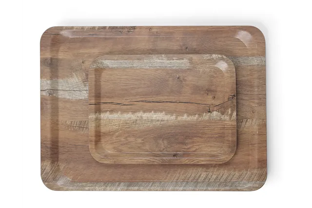 Taca do serwowania z laminatem z melaminy, antypoślizgowa, z wzorem drewna, drewno, 240x340mm AmerBox 508916